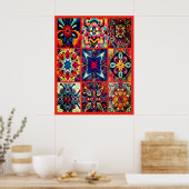 Conceptions Tie-Dye sur une grande affiche murale (Cuisine)