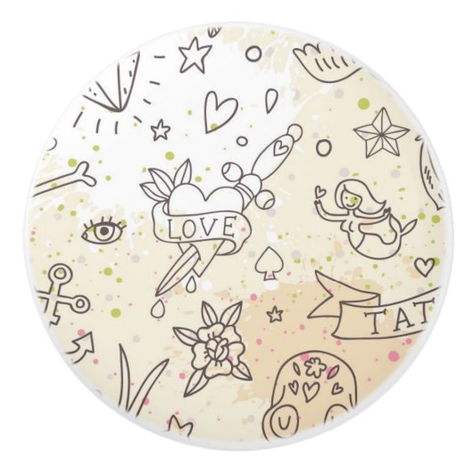 Conceptpatroon tattoo keramische knop (Voorkant)