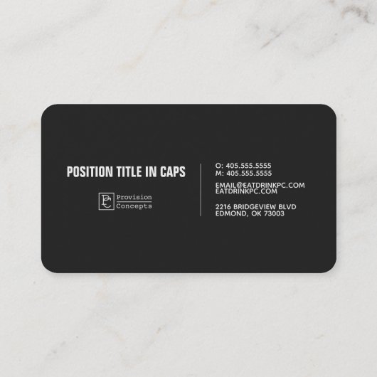 Concepts de disposition - Carte d'entreprise (Dos)