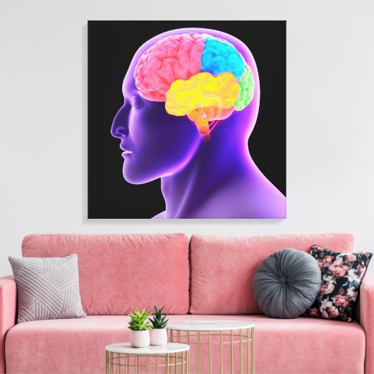 conceptueel Afbeelding van het menselijk brein 7 Canvas Afdruk (Insitu (Woonkamer))