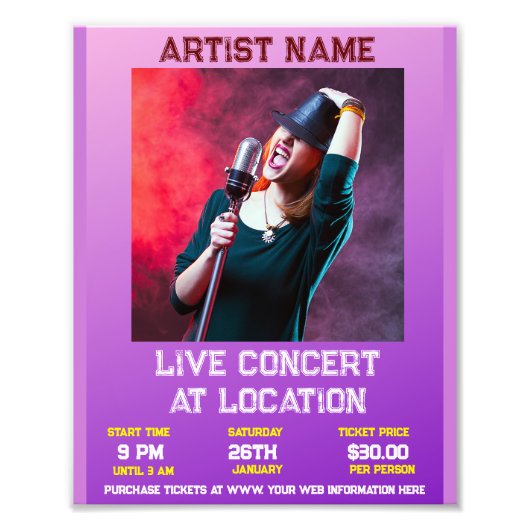 Concert 8 x 10 Photo agrandissement (Devant)