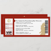 Concert Billet Bat mitzvah Invitation Crimson Red (Devant / Derrière)