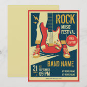 Concert de musique rétro faire-part Invitation (Devant / Derrière)