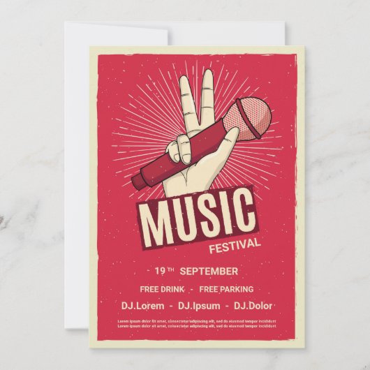 Concert de musique rétro faire-part Invitation (Devant)