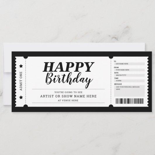Concert Evenement Show Cadeaubiljet Elke Gelegenhe Kaart (Voorkant)