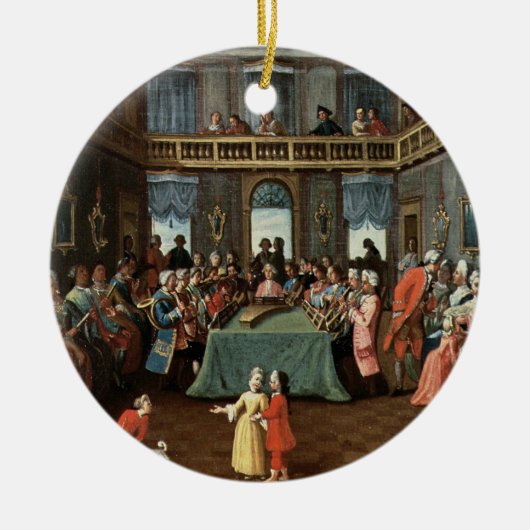 concert in een privéhuis keramisch ornament (Voorkant)