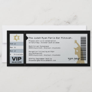 Concert Ticket Bar Mitzvah Uitnodiging in Black JR