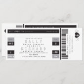 Concert voor Ticket Uitnodiging zwart-wit en grijs (Voorkant / Achterkant)