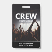 ConcertEvent Access Pass Personalized Crew Badge (Voorzijde)