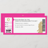 Concertkaart Bat Mitzvah Save the Date in Roze Kaart (Voorkant / Achterkant)