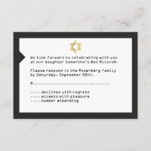 Concertkaartje Mitzvah RSVP Reply Card Black