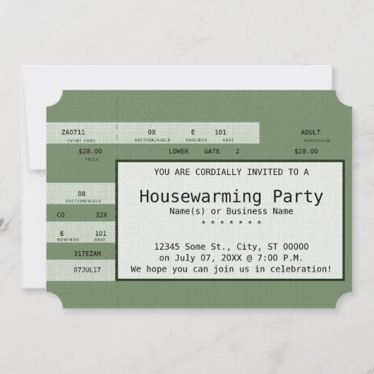concertkaartje voor groene huishouding kaart (Voorkant)