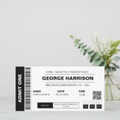 Concertticket QR code minimalistisch zwart-wit (Staand voorkant)