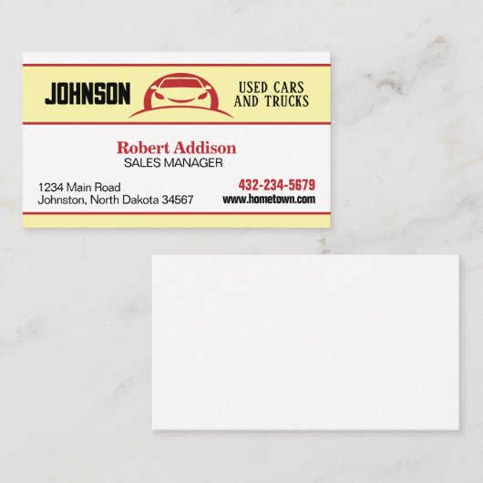 Concessionnaire automobile, Carte de visite de lot (Devant / Derrière)