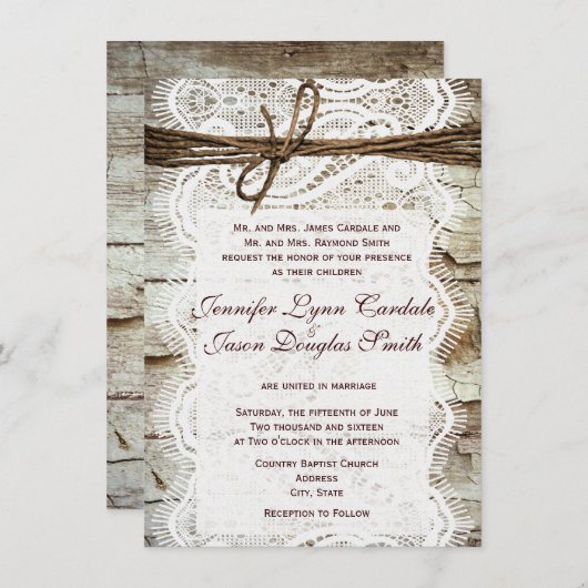 Concevez vos propres invitations de Mariage campag (Devant / Derrière)