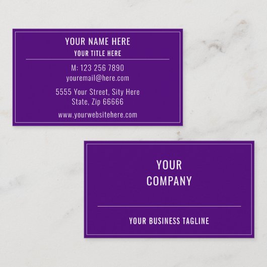 Concevez Votre Propre Carte de Visite Violette Cou (Devant / Derrière)