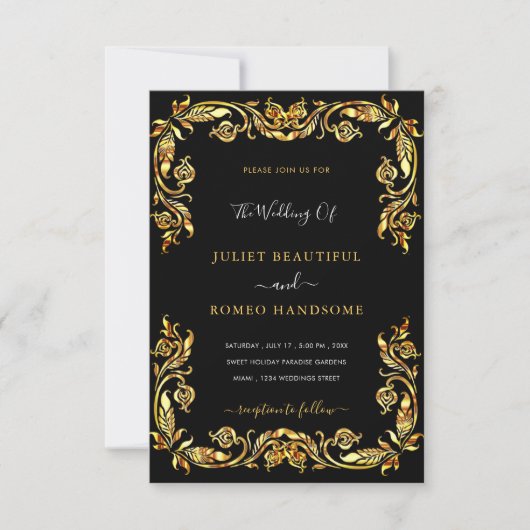 Concevez Votre Propre Invitation de Mariage Noir e (Devant)