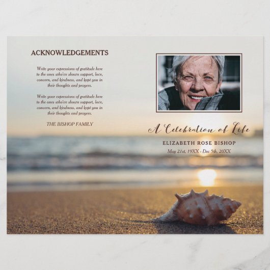 Conch on Beach Celebration of Life Funeral Program (Voorkant)