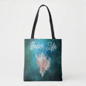 Conch Schelp "Strandleven" Draagtas (Voorkant)