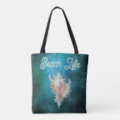 Conch Schelp "Strandleven" Draagtas (Achterkant)