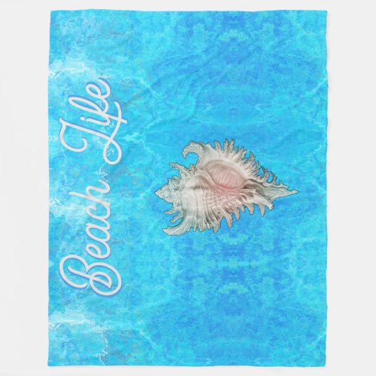 Conch Shell "Beach Life" Fleece Deken (Voorkant)