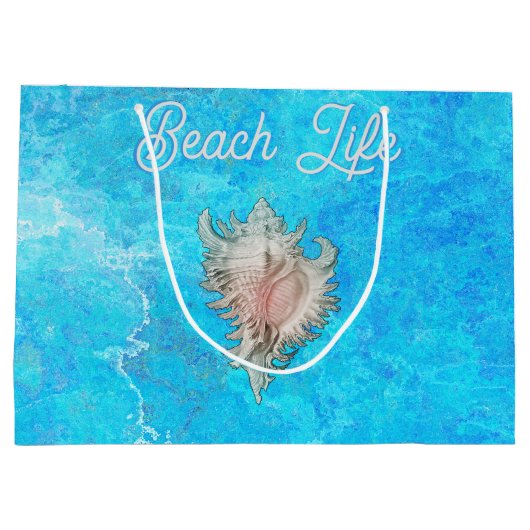 Conch Shell "Beach Life" Groot Cadeauzakje (Achterkant)