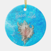 Conch Shell "Beach Life" Keramisch Ornament (Voorkant)