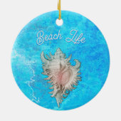 Conch Shell "Beach Life" Keramisch Ornament (Achterkant)