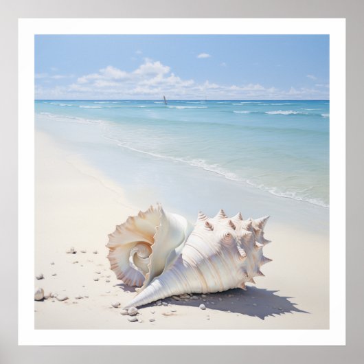 Conch shell bij het strand poster (Voorkant)