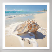 Conch shell bij het strand poster (Voorkant)