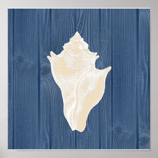 Conch Shell Blue Wood Beach Poster (Voorkant)