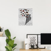 Conch Shell en Butterflies Poster (Thuiskantoor)