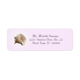 Conch Shell-foto op roze retourlabel Etiket