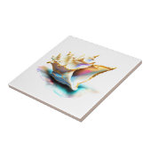 Conch shell iriserende moeder parel strand zee tegeltje (Zijkant)