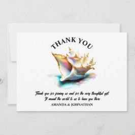 Conch shell iriserende strand schelpen nautische bedankkaart