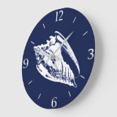 Conch Shell - marineblauw en wit Grote Klok (Hoek)