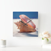 Conch Shell op strand 2 Vierkante Klok (Huis)