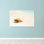 Conch Shell op strand 3 Canvas Afdruk (Insitu (Houten vloer))