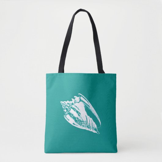 Conch Shell - turquoise en white Tote Bag (Voorkant)