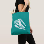 Conch Shell - turquoise en white Tote Bag (Dichtbij)
