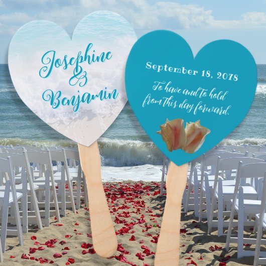 Conch Shells hartvormige bruiloft fans Handwaaier