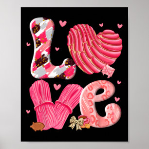 Concha Love Valentijnsdag Mexicaans Zoete Pan Dulc Poster