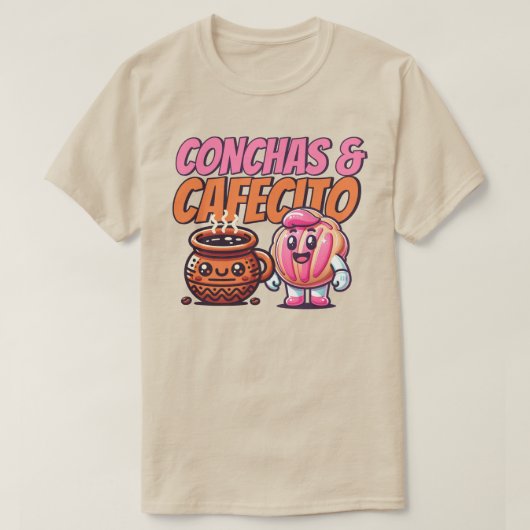 Conchas & Cafecito Spaanse zoete koffie Pan Dulce T-shirt (Design voorkant)