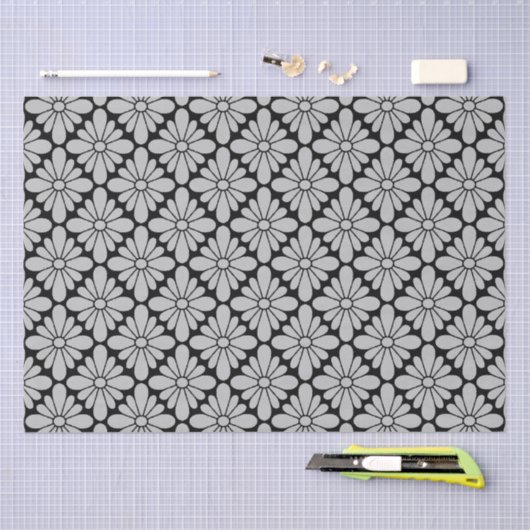 Concho Flower Pattern Grey Tissuepapier (Craft)