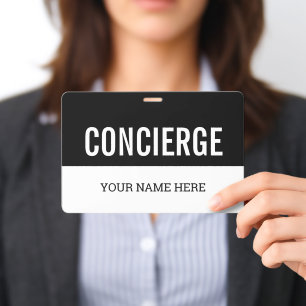 Concierge naambadge met koord of clip badge
