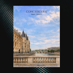 Conciergerie van Parijs Aquarel Gotische Architect Feestdagenkaart