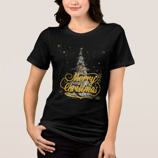 Concise Christmas Caption & Translation Tri-Blend Shirt (Voorkant)