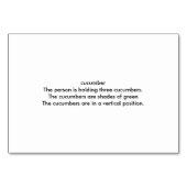 Concombre, cartes de lecture de nourriture pour ad (Dos)