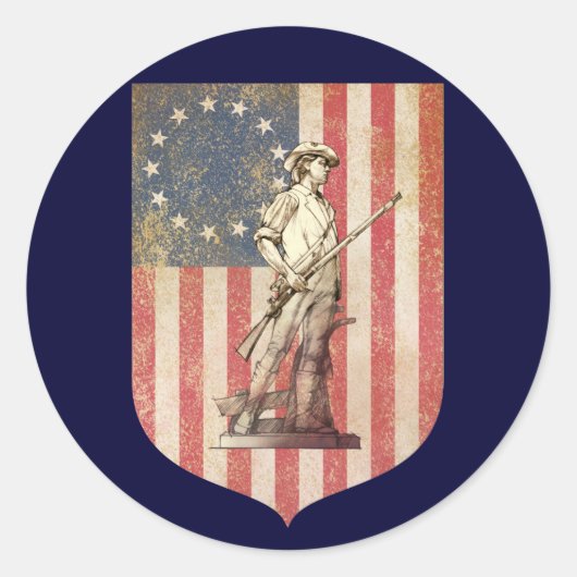 Concord Minuteman Ronde Sticker (Voorkant)