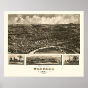 Concord, NH Panoramic Map - 1899 Poster